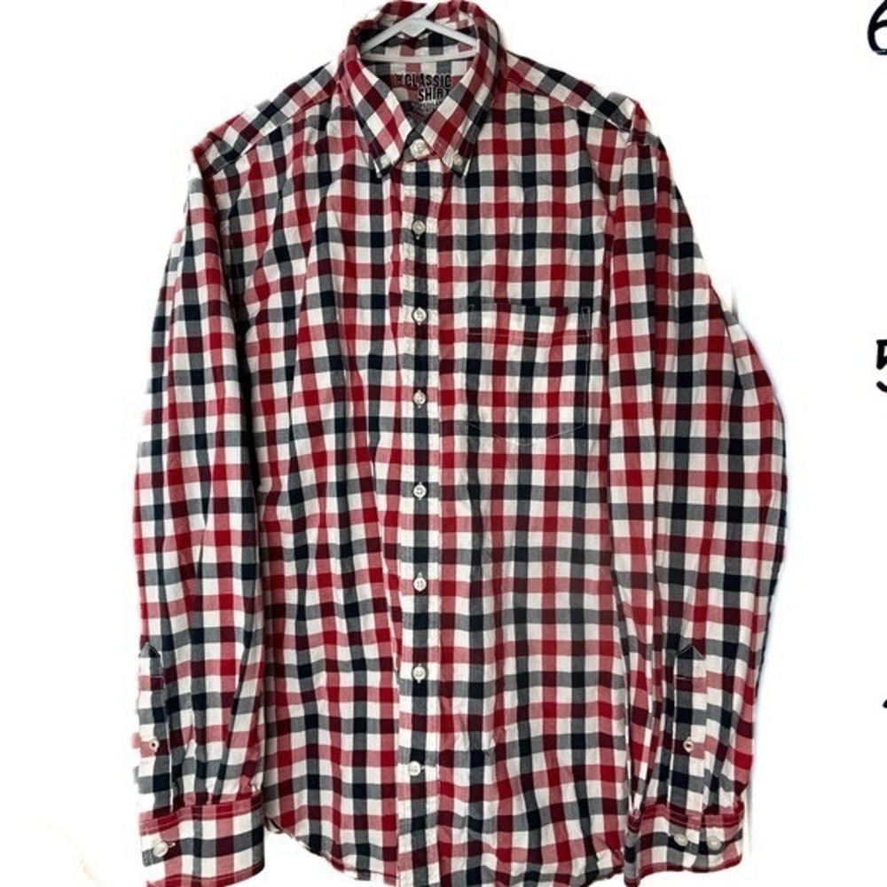 Old Navy Red Plaid Button Down Shirt Men's Classic Reg Fit XL